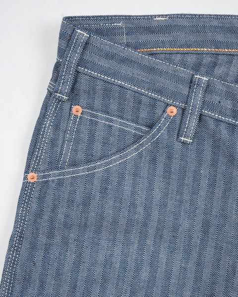 Iron Heart IH-830-IND herringbone pants indigo in 10.5oz available at Rugged Gentlemen Shoppe