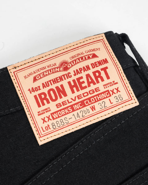 Iron Heart IH-888S-142BB in 14oz black selvedge denim jeans available at Rugged Gentlemen Shoppe