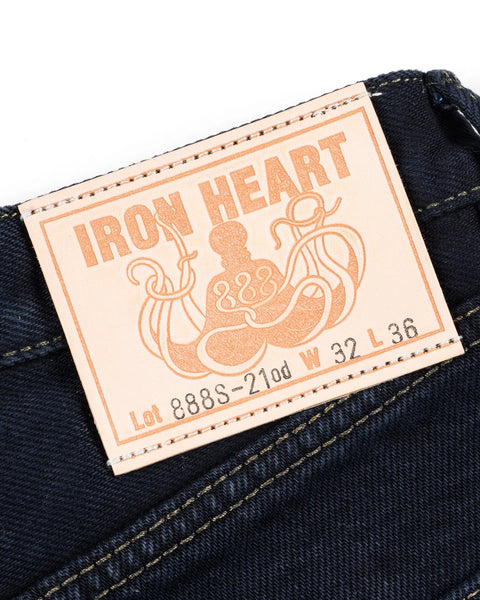 Iron Heart IH-888S-21od indigo overdyed black in 21oz selvedge denim jeans available at Rugged Gentlemen Shoppe