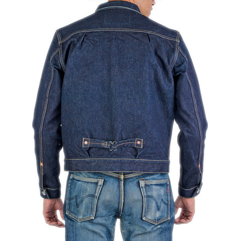 Ironheart IHJ-139-IND selvedge denim type II jacket 19oz back view model wearing in Rugged Gentlemen Shoppe Singapore