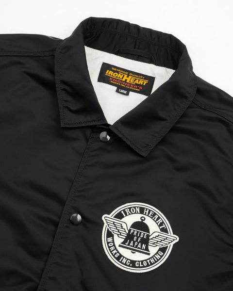 Iron Heart IHJ-160-BLK nylon coach jacket of 4.8oz in Black available at Rugged Gentlemen Shoppe