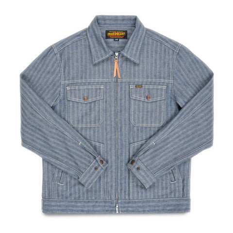 Iron Heart IHJ-164-BLU herringbone work jacket 10.5oz selvedge denim jeans available at Rugged Gentlemen Shoppe
