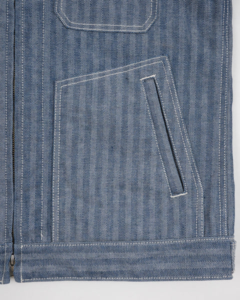 Iron Heart IHJ-164-BLU herringbone work jacket 10.5oz selvedge denim jeans available at Rugged Gentlemen Shoppe