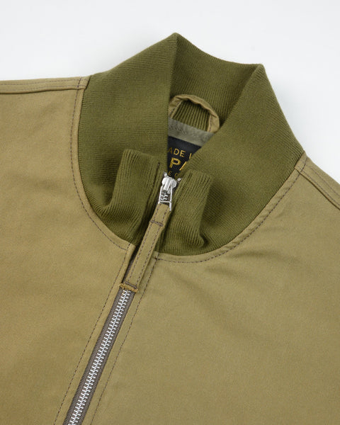 Iron Heart IHM-52-KHA 12oz Whipcord Tanker Jacket in Khaki close-up collar view
