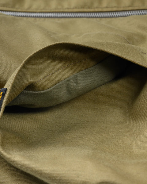Iron Heart IHM-52-KHA 12oz Whipcord Tanker Jacket in Khaki close-up pocket internal view