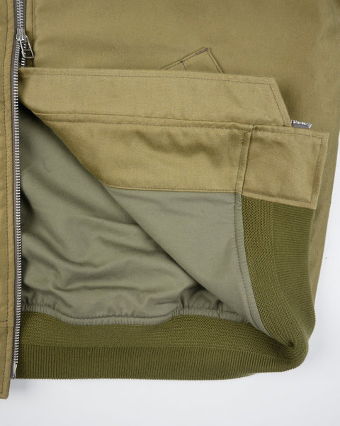 Iron Heart IHM-52-KHA 12oz Whipcord Tanker Jacket in Khaki close-up internal fabric view