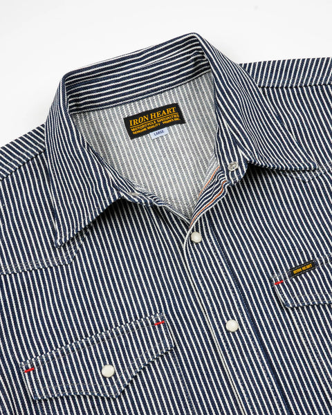 Iron Heart IHSH-07-IND hickory stripe western shirt collar view in Rugged Gentlemen Shoppe Singapore