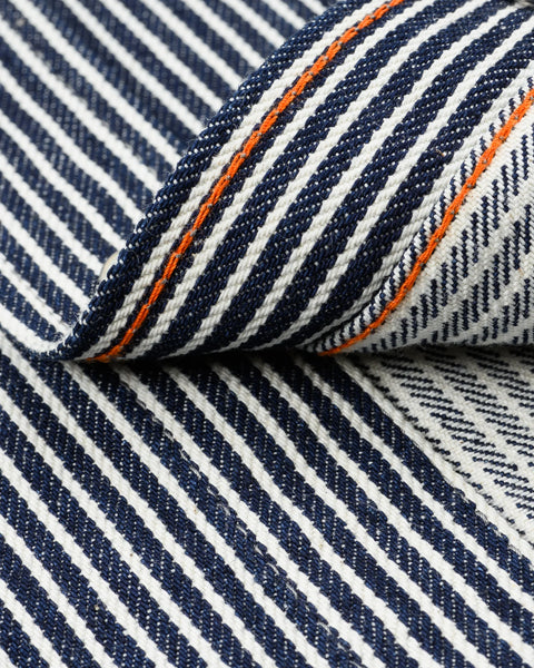 Iron Heart IHSH-07-IND hickory stripe western shirt fabric close-up view in Rugged Gentlemen Shoppe Singapore