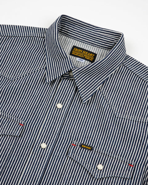 Iron Heart IHSH-07-IND hickory stripe western shirt collar view in Rugged Gentlemen Shoppe Singapore