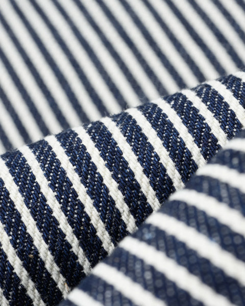Iron Heart IHSH-07-IND hickory stripe western shirt fabric close-up view in Rugged Gentlemen Shoppe Singapore