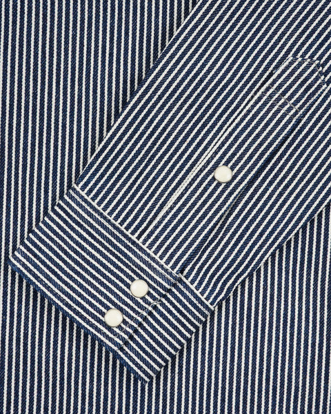 Iron Heart IHSH-07-IND hickory stripe western shirt sleeve view in Rugged Gentlemen Shoppe Singapore