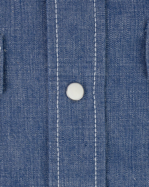 Iron Heart 10oz IHSH-13-BLU selvedge chambray western shirt available at Rugged Gentlemen Shoppe