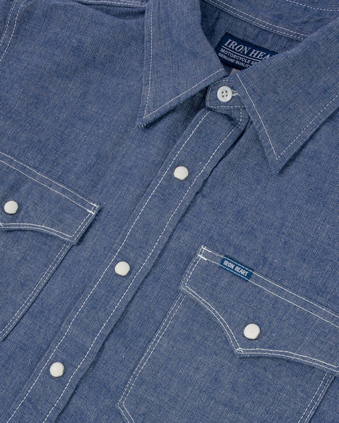 Iron Heart 10oz IHSH-13-BLU selvedge chambray western shirt available at Rugged Gentlemen Shoppe