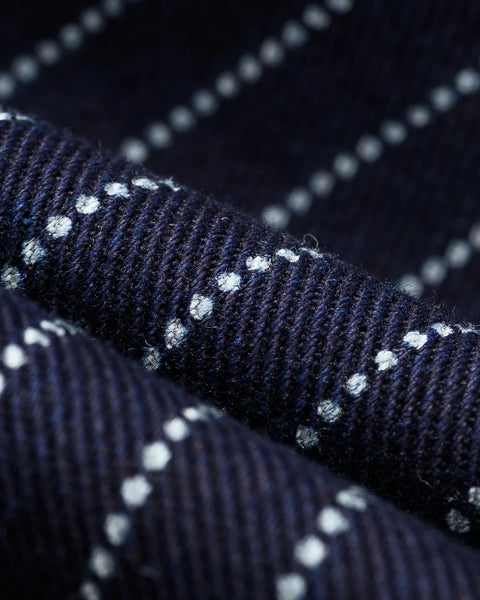 Iron Heart IHSH-227-IND 12oz CPO Wabash Shirt close-up fabric view in Rugged Gentlemen Shoppe