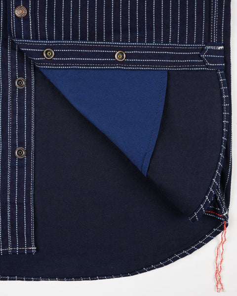 Iron Heart IHSH-227-IND 12oz CPO Wabash Shirt close-up fabric view in Rugged Gentlemen Shoppe