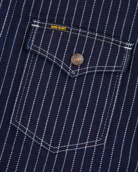 Iron Heart IHSH-227-IND 12oz CPO Wabash Shirt close-up pocket view in Rugged Gentlemen Shoppe