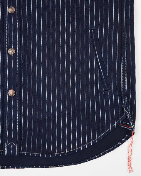 Iron Heart IHSH-227-IND 12oz CPO Wabash Shirt close-up handwarmer view in Rugged Gentlemen Shoppe