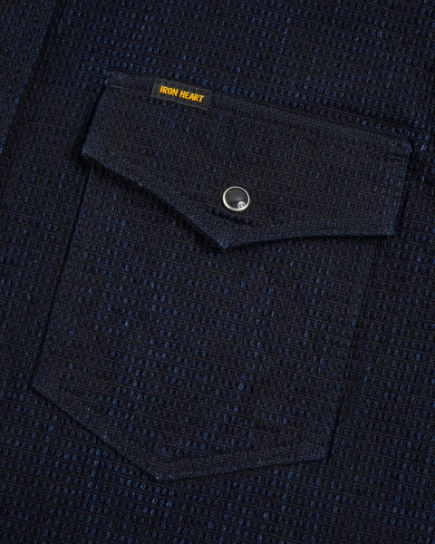 Iron Heart IHSH-437-IND Dobby Cloth CPO Shirt in indigo in 13.5oz selvedge denim jeans available at Rugged Gentlemen Shoppe