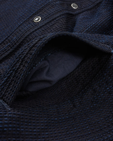 Iron Heart IHSH-437-IND Dobby Cloth CPO Shirt in indigo in 13.5oz selvedge denim jeans available at Rugged Gentlemen Shoppe