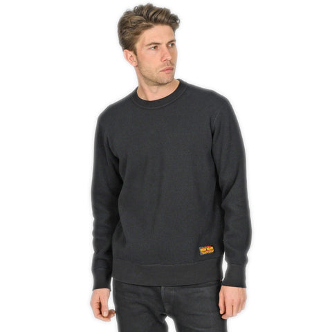 Iron Heart IHSW-86-BLK Heavyweight Thermal Crew Neck Sweater in Black available at Rugged Gentlemen Shoppe