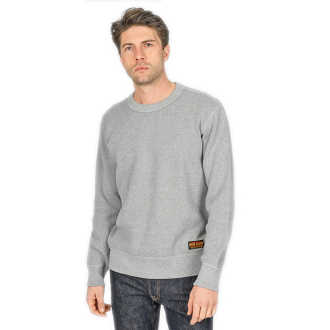 Iron Heart IHSW-86-GRY Heavyweight Thermal Crew Neck Sweater in grey available at Rugged Gentlemen Shoppe