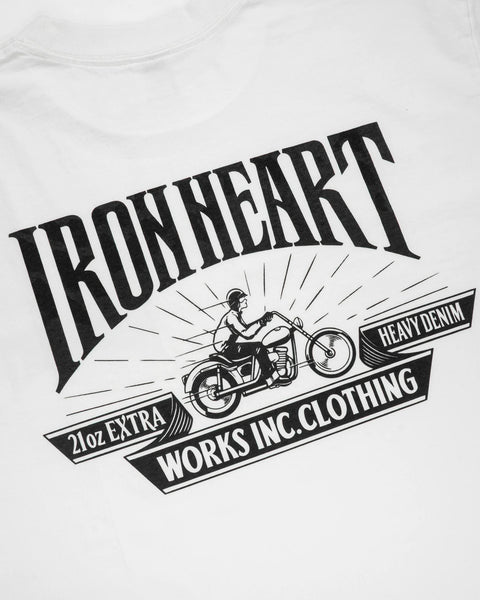 Iron Heart IHT-2601-WHT 7.5oz Loopwheel Cotton Graphic T-Shirt Made in Japan available at Rugged Gentlemen Shoppe Singapore