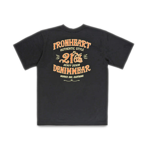 Iron Heart IHT-2603-BLK 7.5oz Loopwheel Cotton Graphic T-Shirt Made in Japan available at Rugged Gentlemen Shoppe Singapore