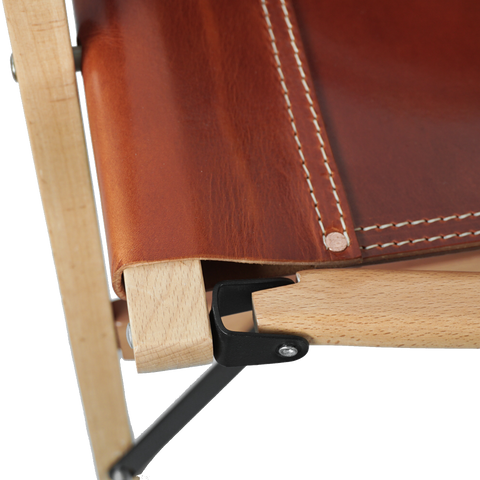 OGL Kermit wooden chair V2 in glazed leather, premium handcrafted folding chair wood frame glazed leather Kermit chair brown wooden folding chair outdoor lifestyle