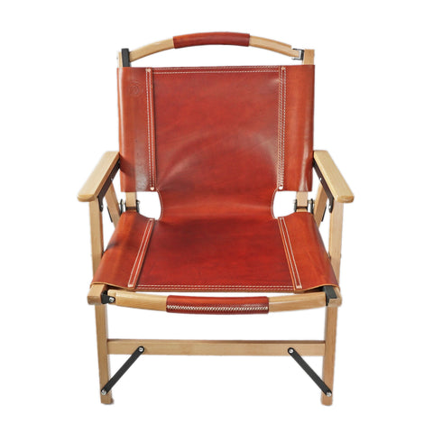 OGL Kermit wooden chair V4 large size in glazed brown leather, oversized folding chair wooden frame
large Kermit chair brown leather wide seat handcrafted folding outdoor chair