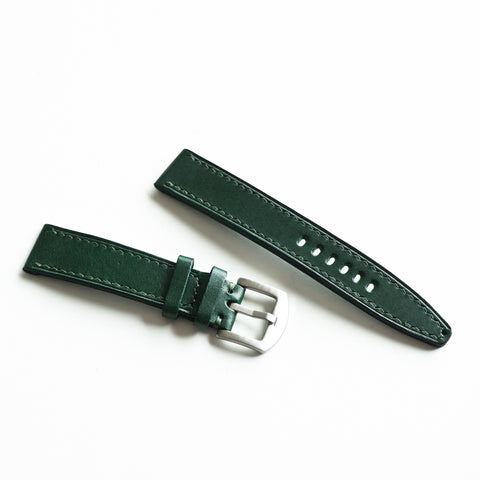 Hand-stitched Buttero leather watch strap handmade by Obbi Good Label using traditional saddle stitching techniques