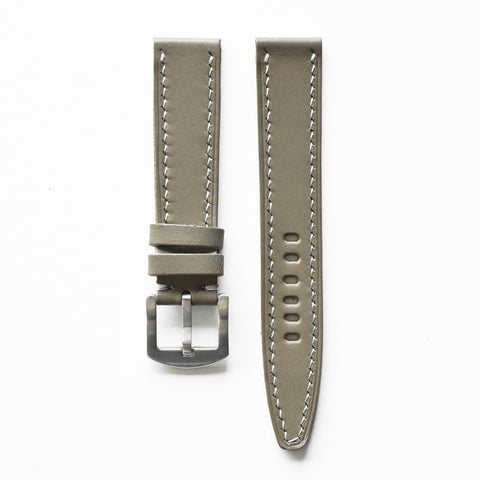 Hand-stitched Buttero leather watch strap handmade by Obbi Good Label using traditional saddle stitching techniques