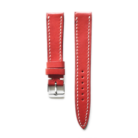 Hand-stitched Buttero leather watch strap handmade by Obbi Good Label using traditional saddle stitching techniques