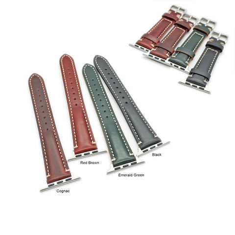 Japanese Shinki Hikaku shell cordovan Apple Watch strap handmade by Obbi Good Label for Apple Watch and Apple Watch Ultra