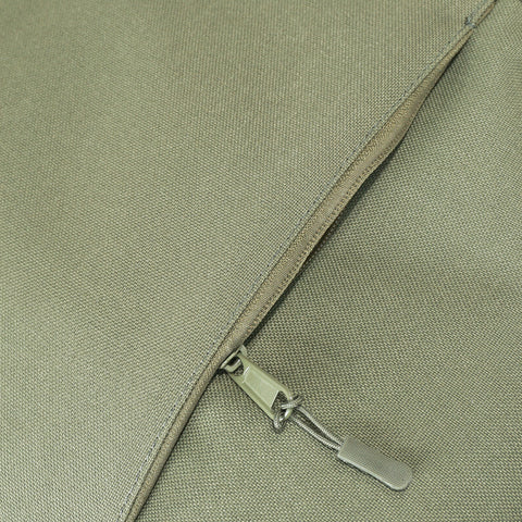 OriGinaLe Origo Roll-Top Tote Bag in olive technical canvas showing front pocket zipper pocket
