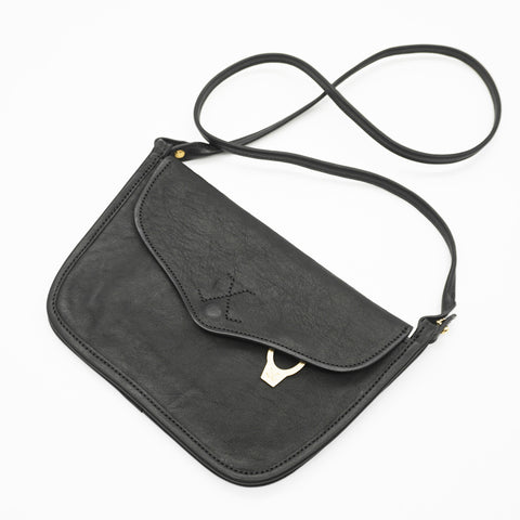 Rugged leather shoulder bag with D-ring and adjustable strap