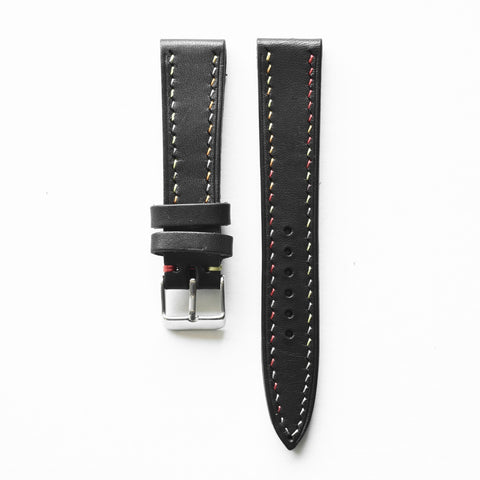 OGL WTC HANDSTITCH BUTTERO WATCH STRAP BLACK COL VTG 20-16MM