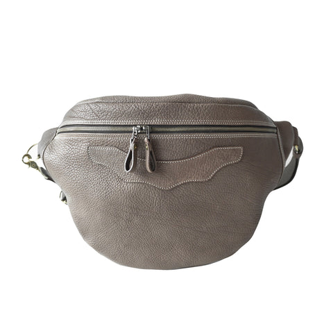 OGL 9981 LEATHER HOBO MESSENGER BAG ELEPHANT GREY (SECONDS)