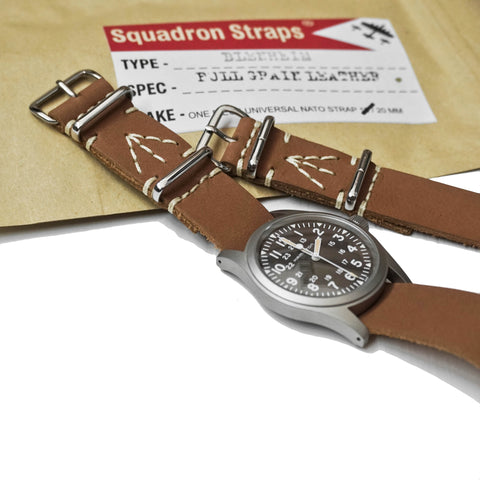 SQUADRON STRAPS BLENHEIM LEATHER NATO STRAPS SAHARA