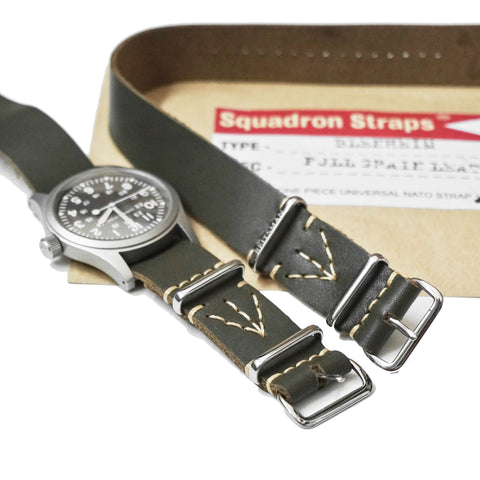 SQUADRON STRAPS BLENHEIM LEATHER NATO STRAPS OLIVE