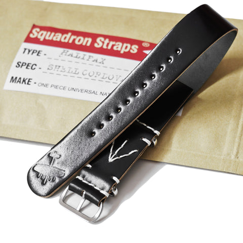 SQUADRON STRAPS HALIFAX SHELL CORDOVAN NATO STRAP BLACK