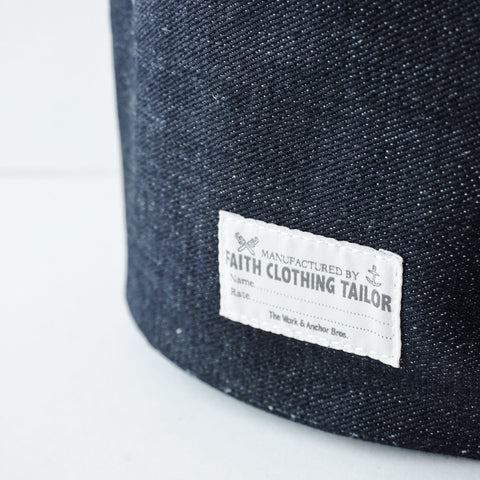 FAITH SFK LEATHER DENIM BUCKET BAG INDIGO