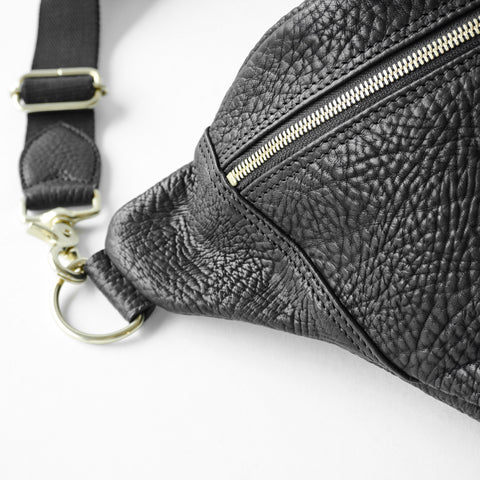OGL 9981 Leather Hobo Messenger Bag Black