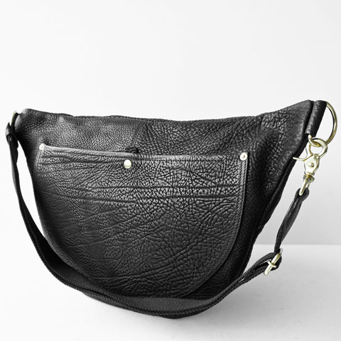 OGL 9981 Leather Hobo Messenger Bag Black