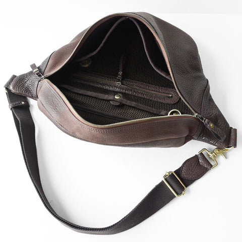 OGL 9981 LEATHER HOBO MESSENGER BAG SEPIA