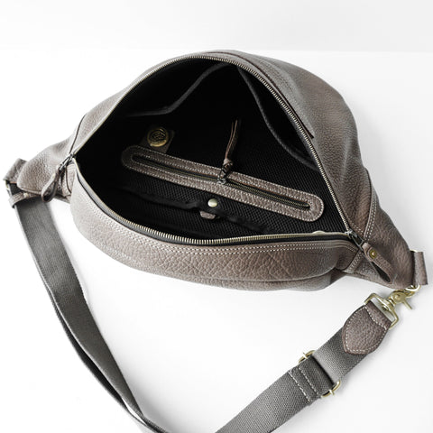 OGL 9981 LEATHER HOBO MESSENGER BAG ELEPHANT GREY (SECONDS)