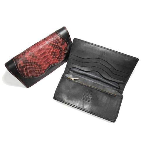 OGL SP PYTHON SKIN INLAY LONG LEATHER WALLET (COLOURED)