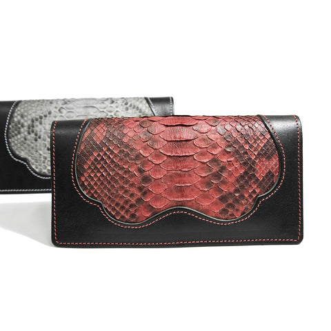 OGL SP PYTHON SKIN INLAY LONG LEATHER WALLET (COLOURED)