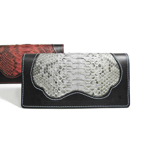 OGL SP PYTHON SKIN INLAY LONG LEATHER WALLET (COLOURED)