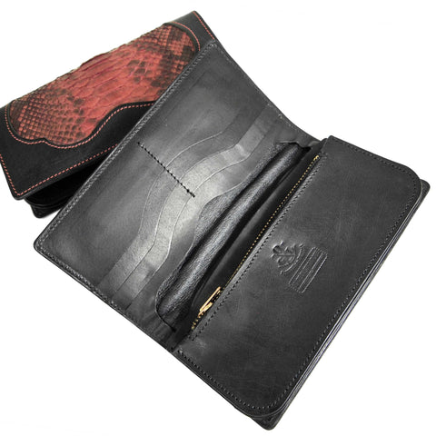 OGL SP PYTHON SKIN INLAY LONG LEATHER WALLET (COLOURED)