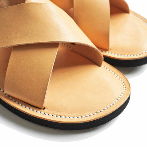 OGL/DR SOLE CROSS STYLE LEATHER SANDALS NATURAL